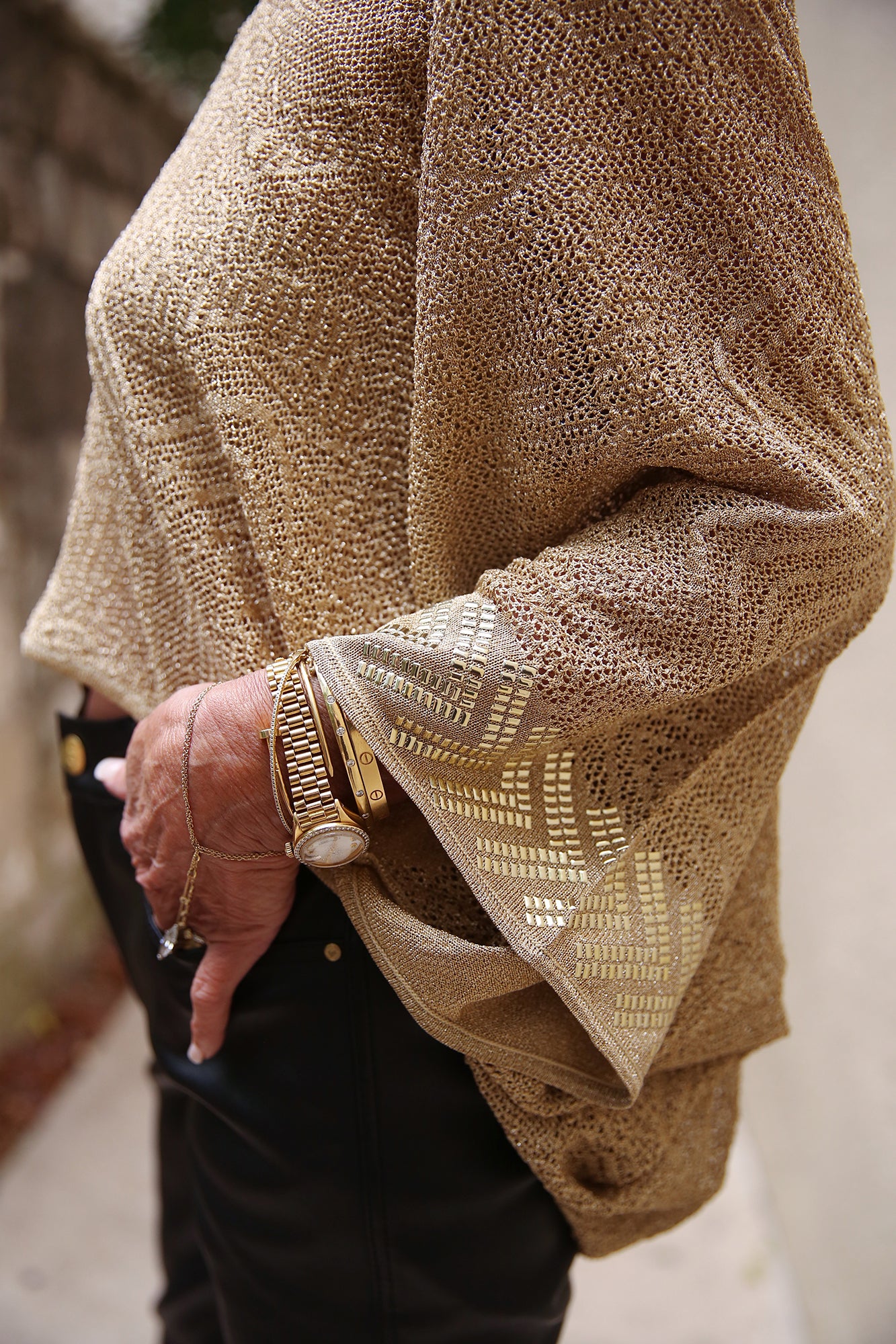 Relaxed V Neck Knit Pointelle Top Valley Of The Kings