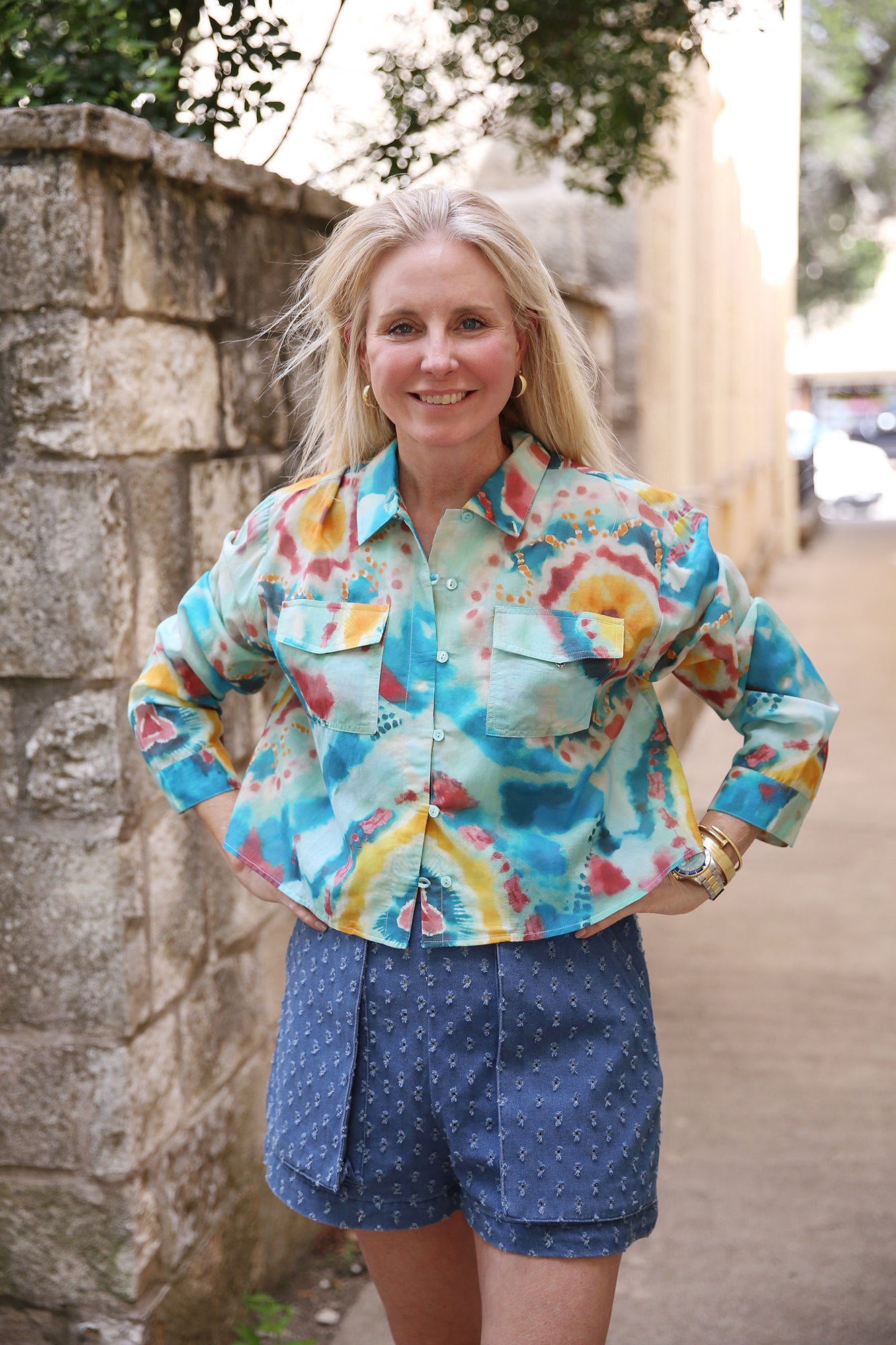 Rachael Sari Top Tie Dye Print