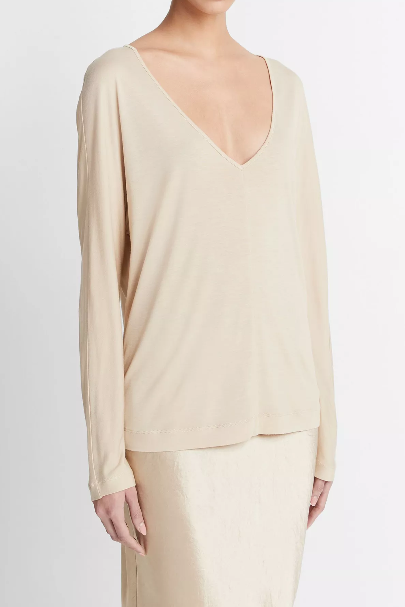 Relaxed V-Neck Dolman T-Shirt White Oak