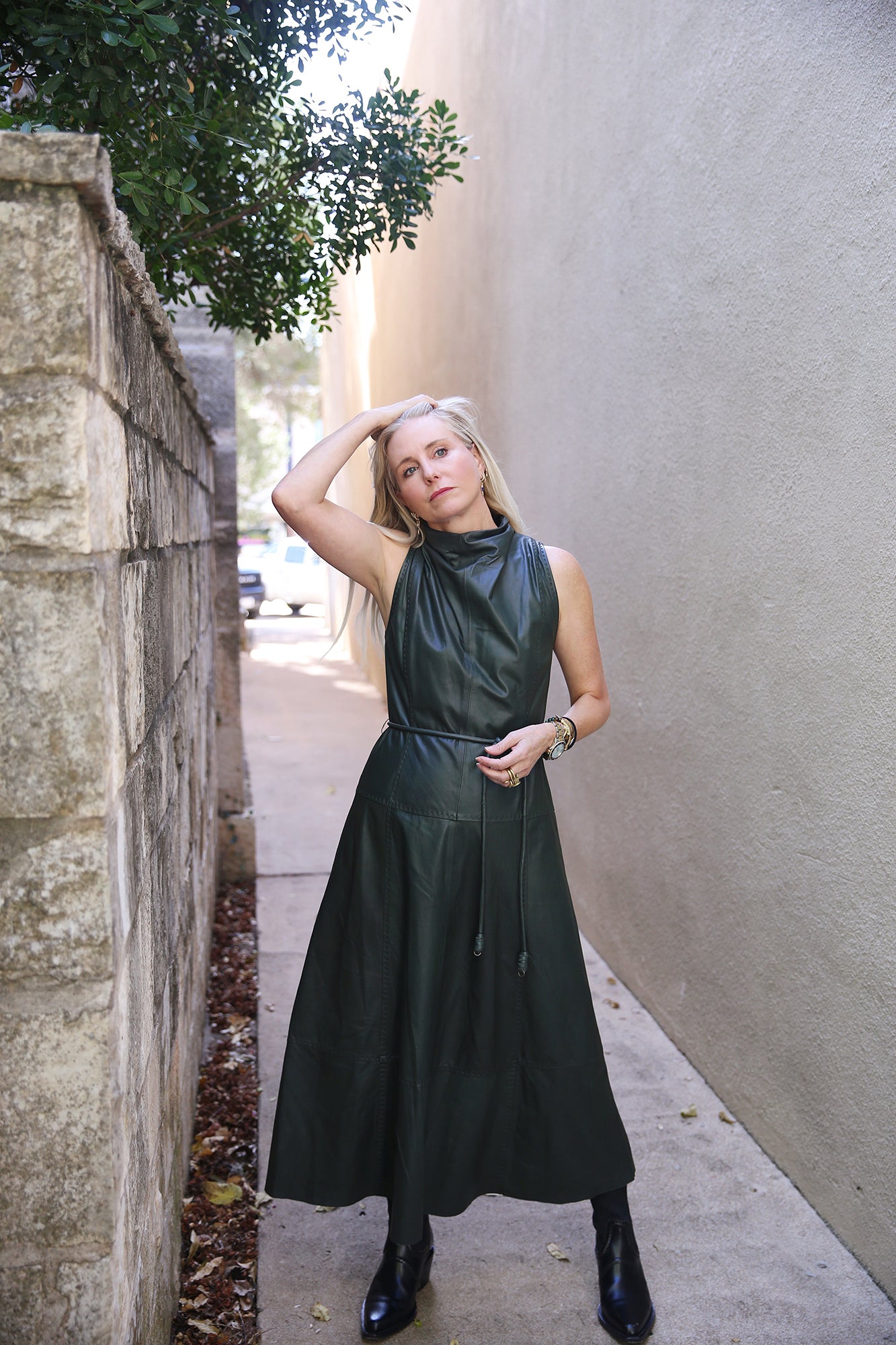 Ravena Lambskin Dress Jasper
