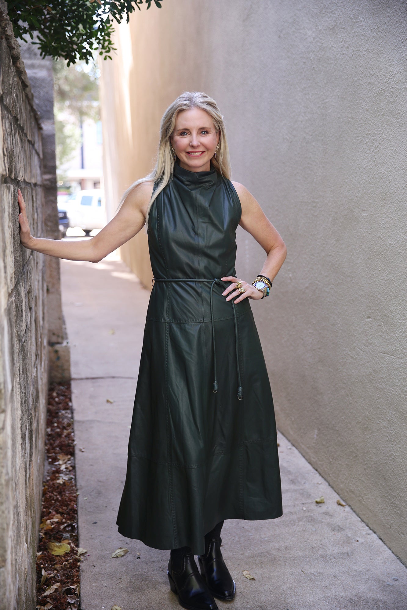 Ravena Lambskin Dress Jasper