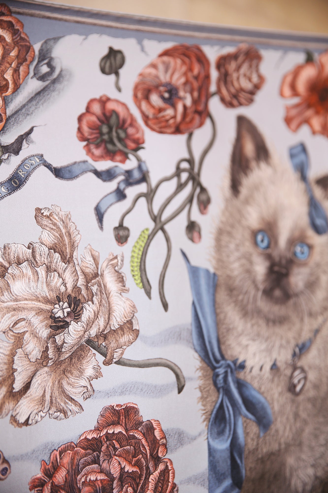 Ring a Ring O' Roses 100% Silk Twill Scarf Square 90cm x 90cm
