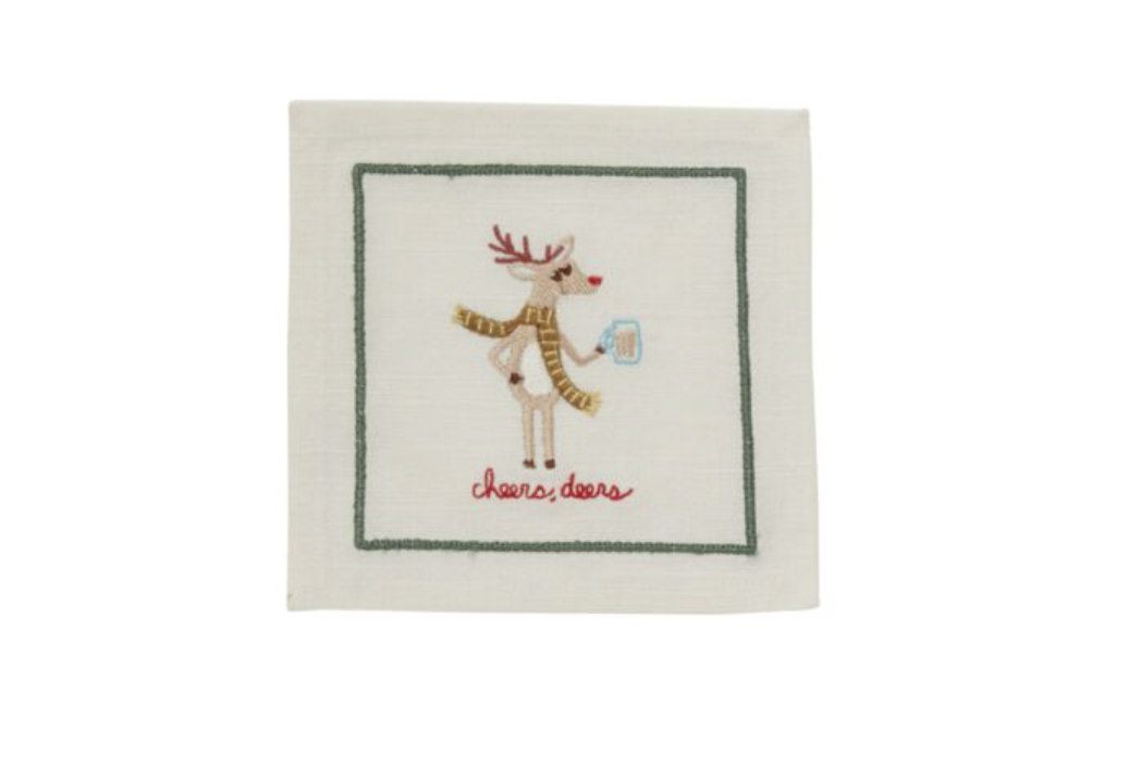 Tipsy Critters Cocktail Napkin Deer S/4
