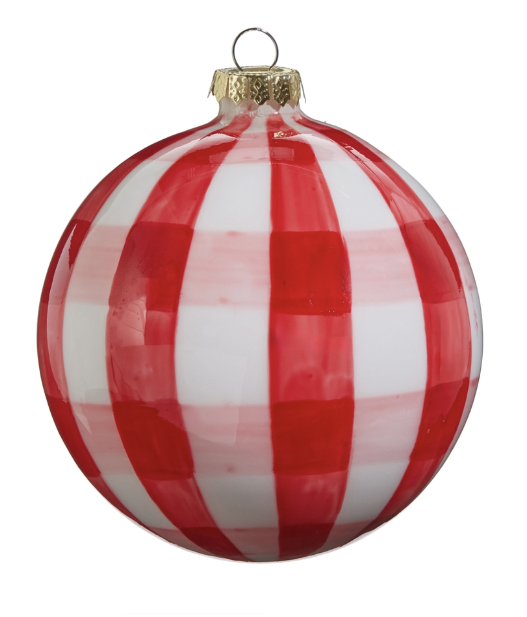 Red Gingham Ball Ornament