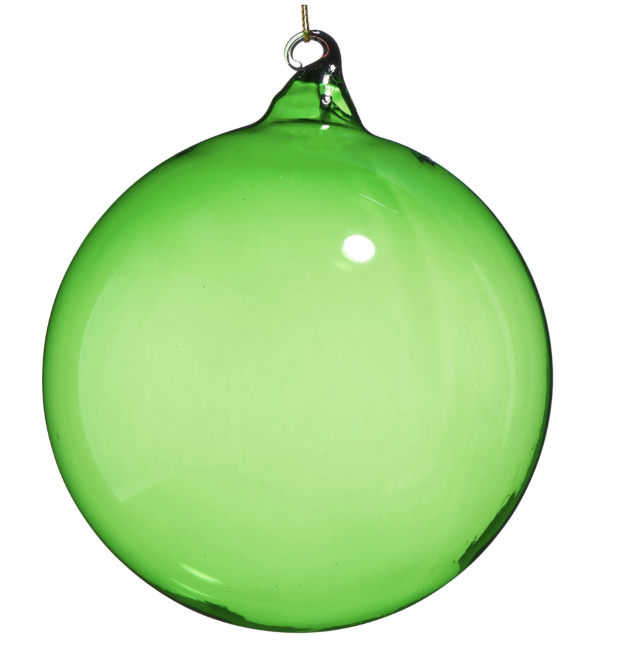 5" Green Sheer Blown Glass Ball Ornament