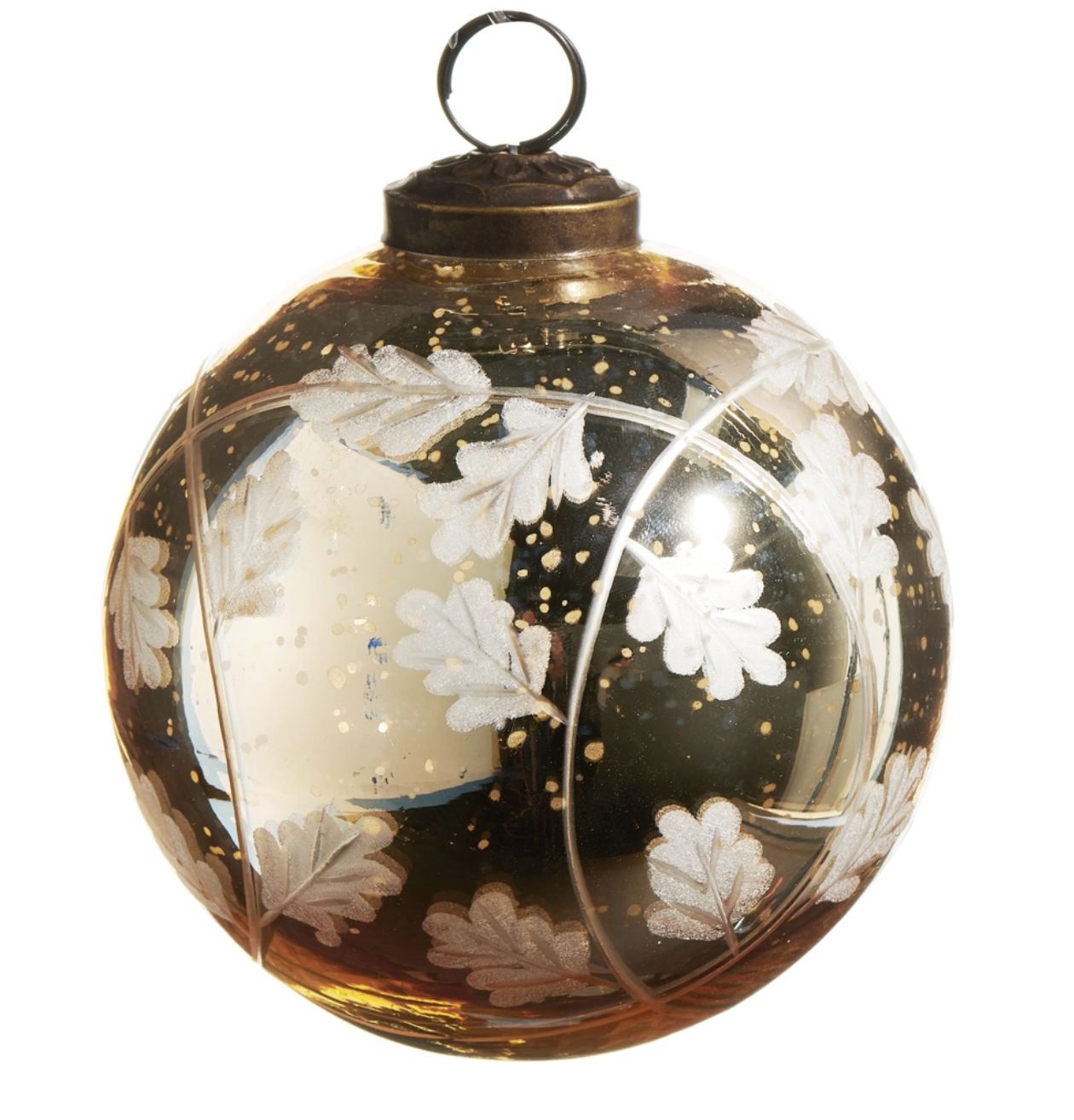 4" Bronze Oak Leaf Mercury Glass Ornament