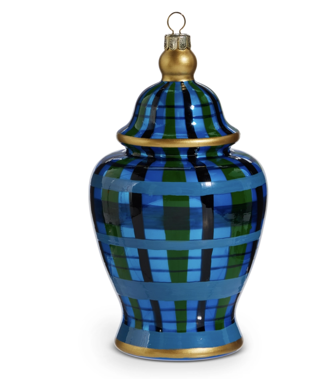 6" Black Watch Plaid Ginger Jar Ornament
