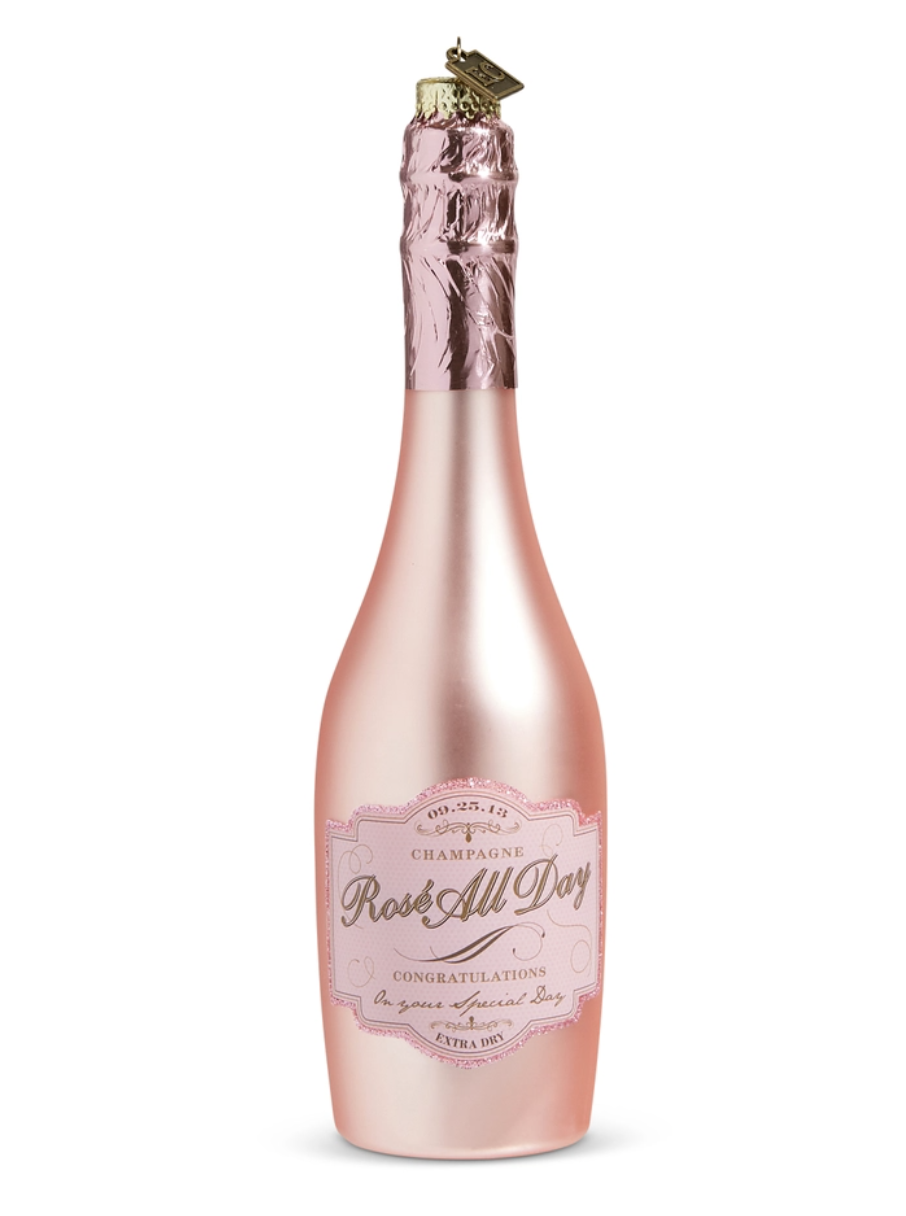 8.25" Congratulations Pink Champagne Ornament