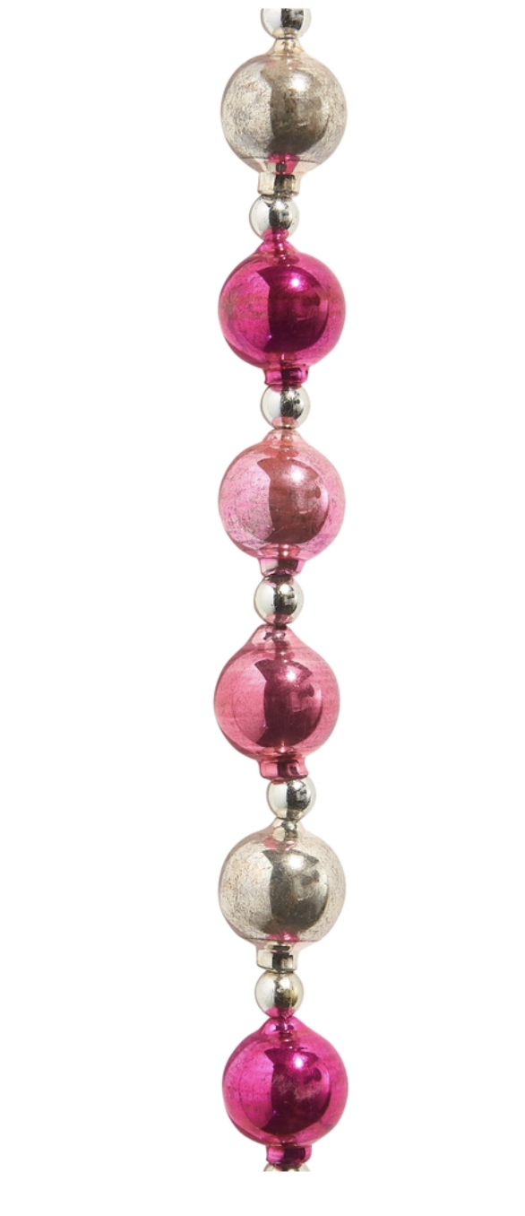6' Pink and Silver Vintage Ornament Garland