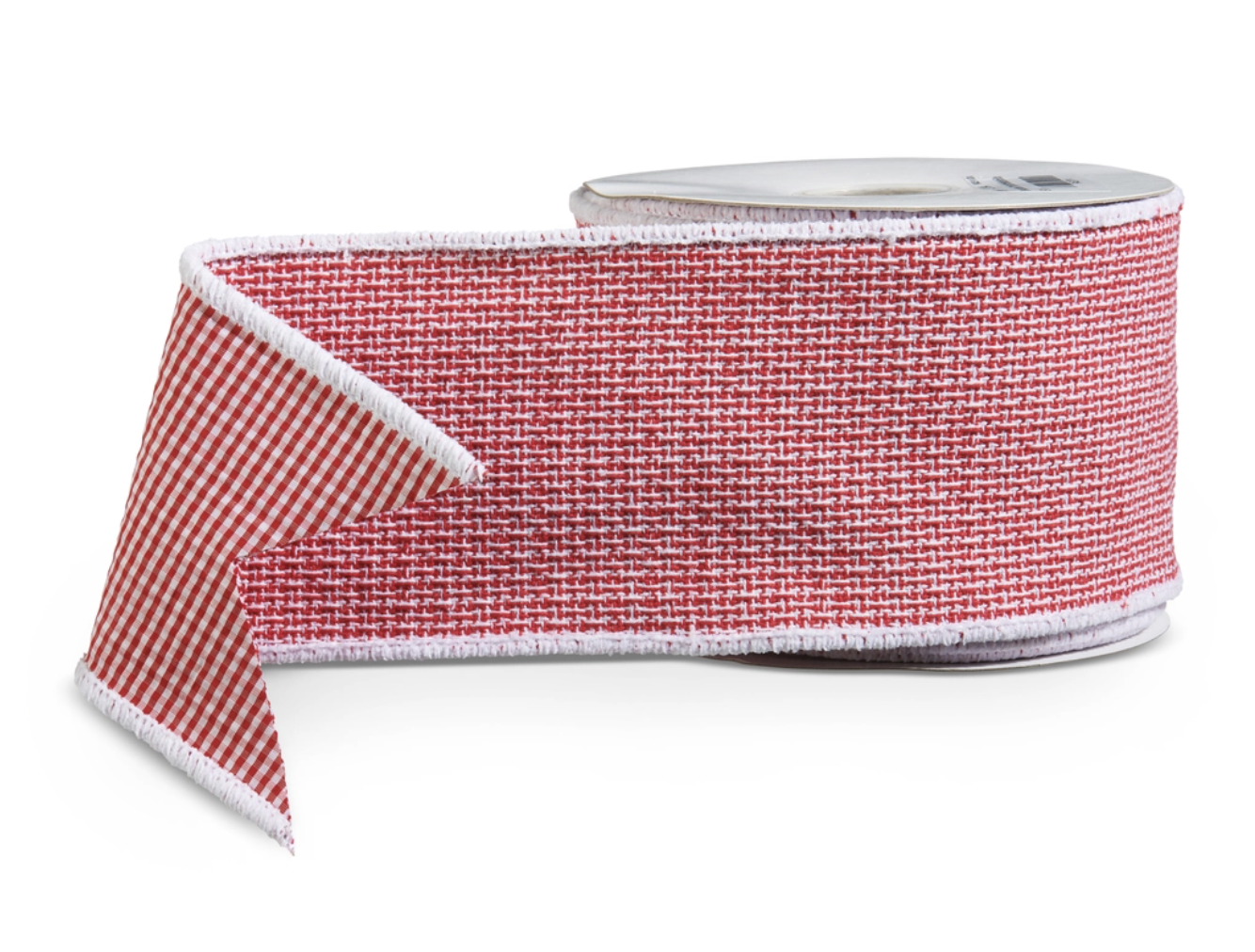 Red and White Plaid Back Wired Ribbon