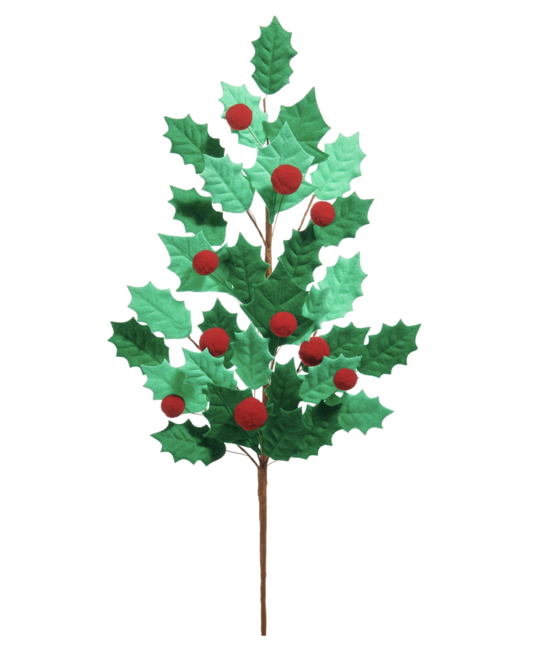 27" Red Felt Holly Spray