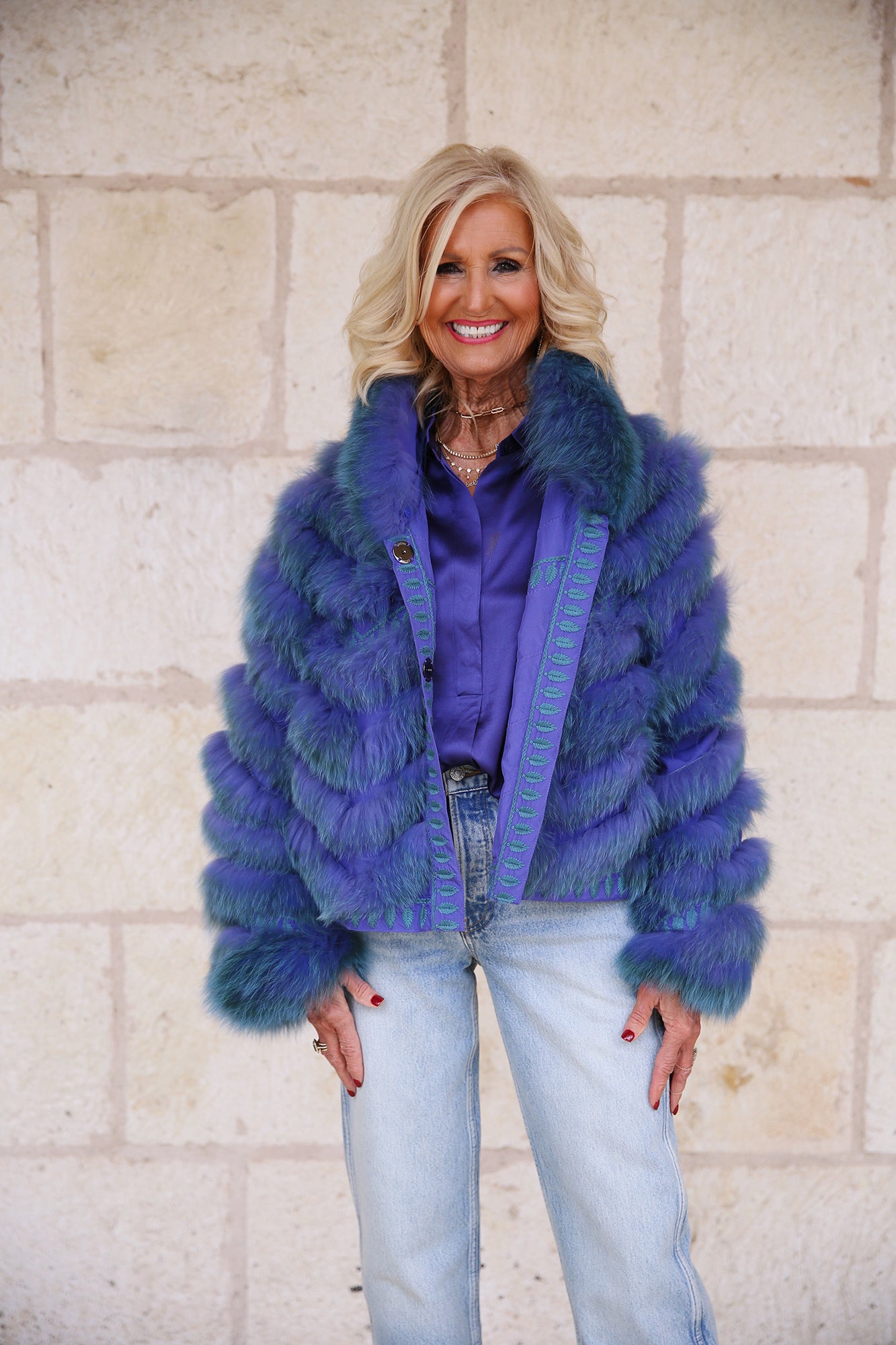 Silk Reversible Embroidered Genuine Fur Bomber Jacket