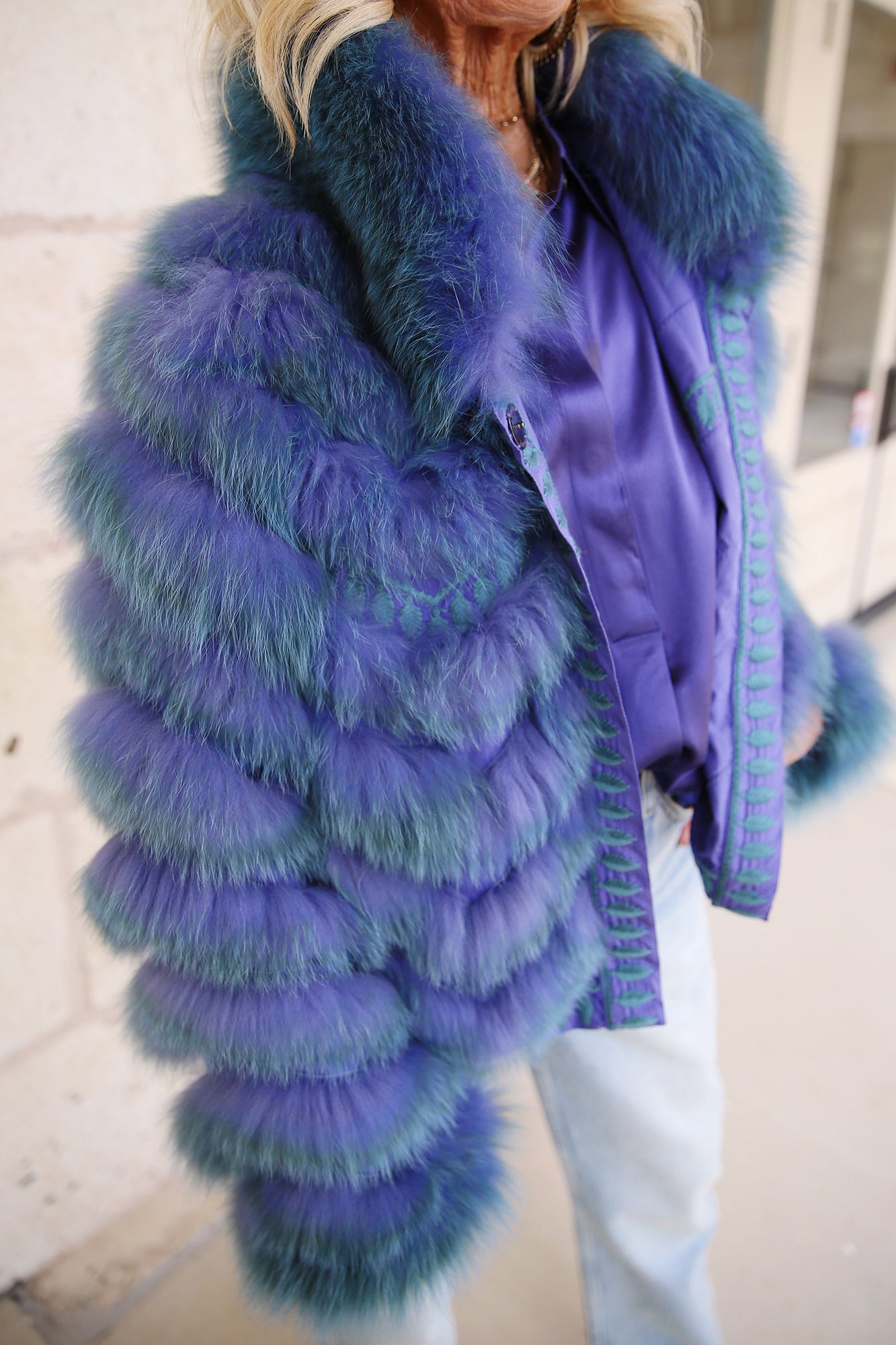 Silk Reversible Embroidered Genuine Fur Bomber Jacket