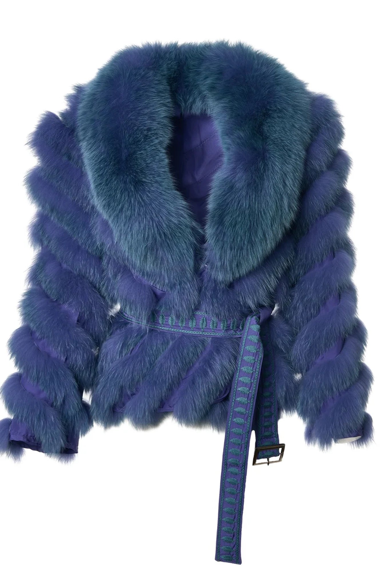 Silk Reversible Fur Big Lapel Embroider Wrap Coat