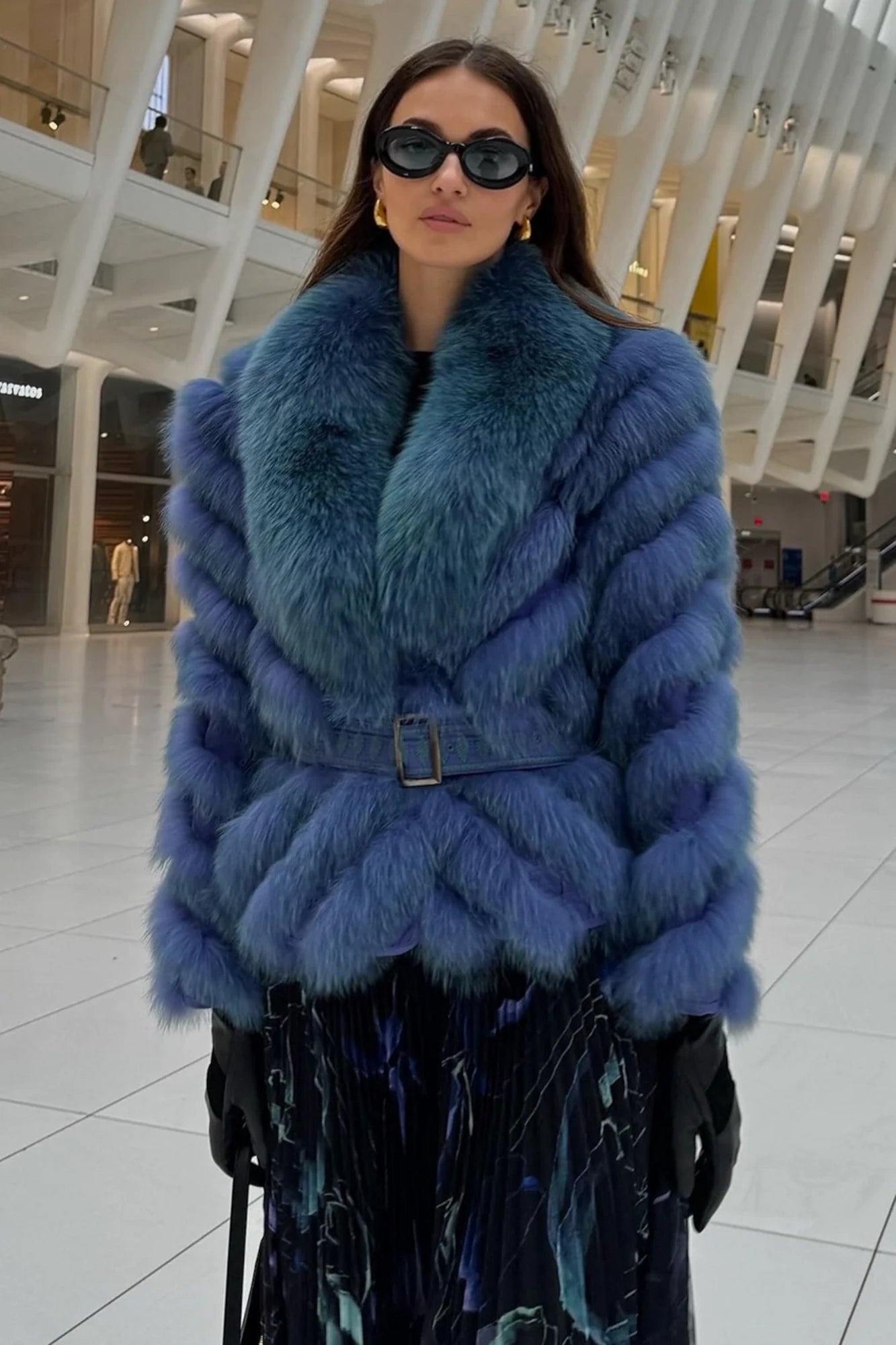Silk Reversible Fur Big Lapel Embroider Wrap Coat