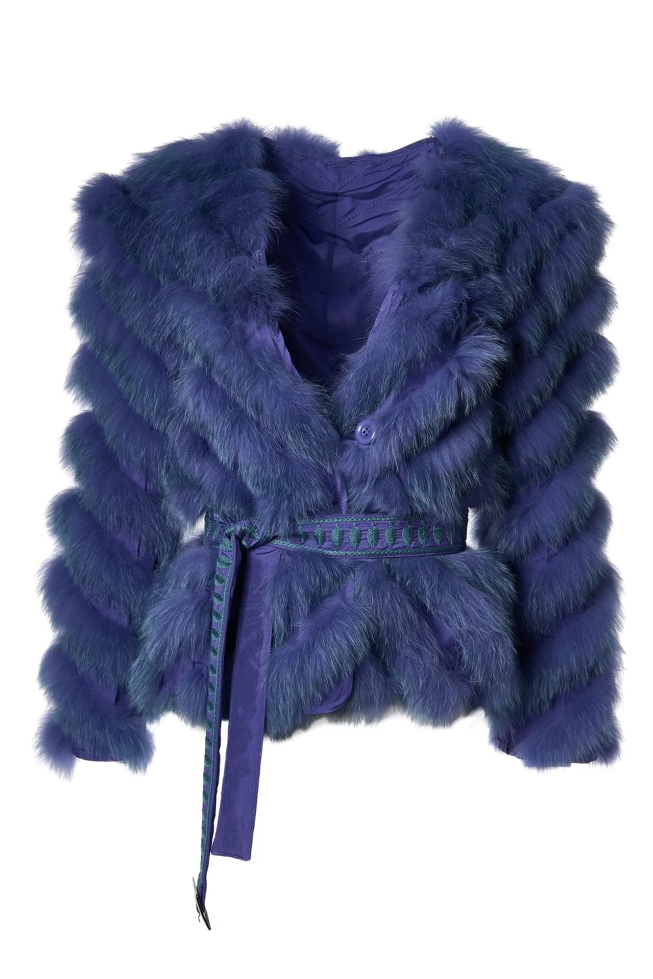 Silk Reversible Fur Big Lapel Embroider Wrap Coat
