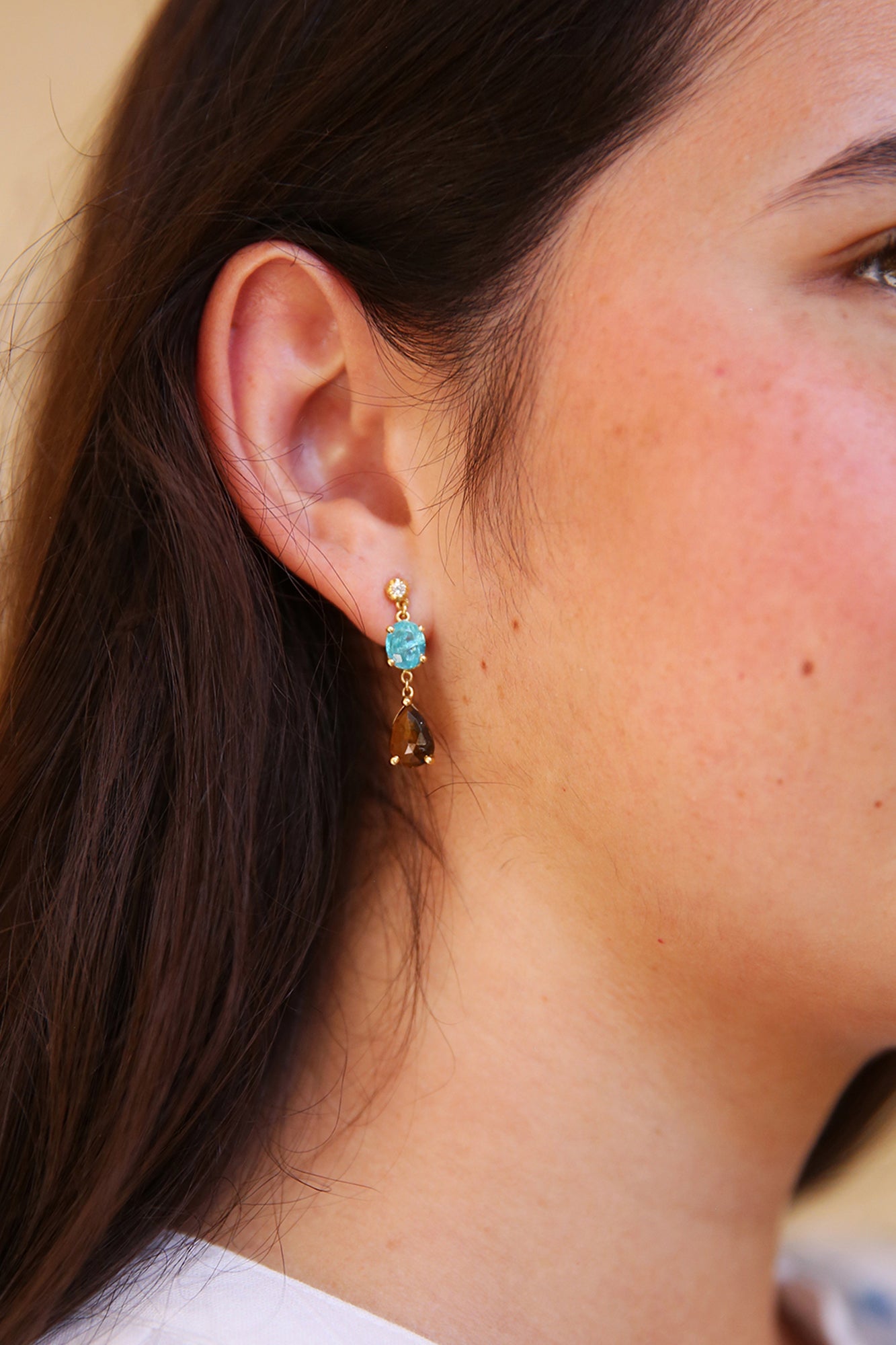 Sophia Diamond + 2 Multi Shape Gemstone Drop Blues