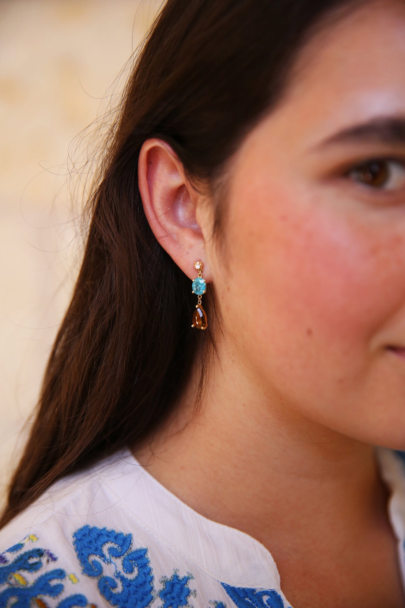 Sophia Diamond + 2 Multi Shape Gemstone Drop Blues