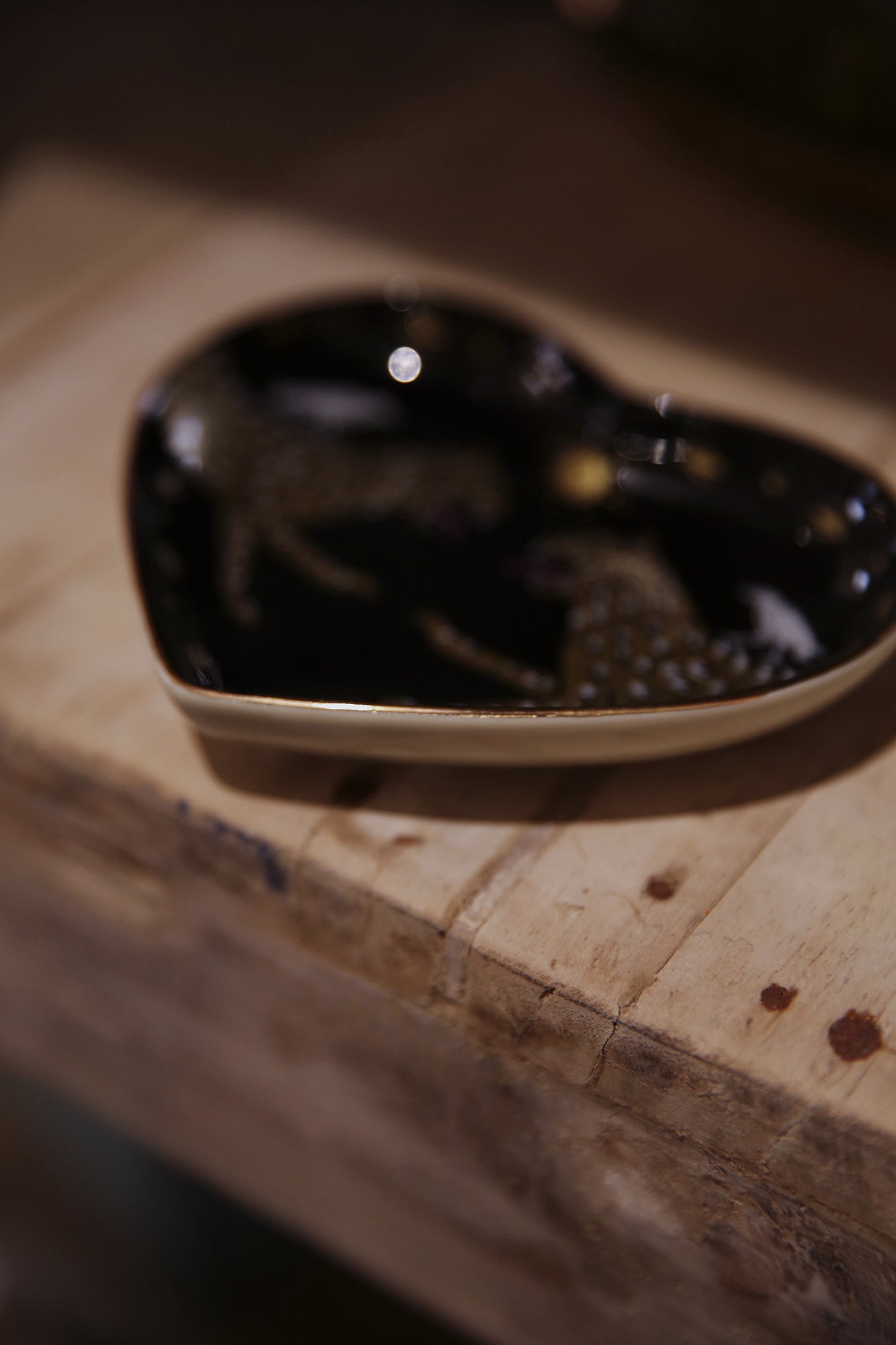 Two Cheetahs Ceramic Heart Dish