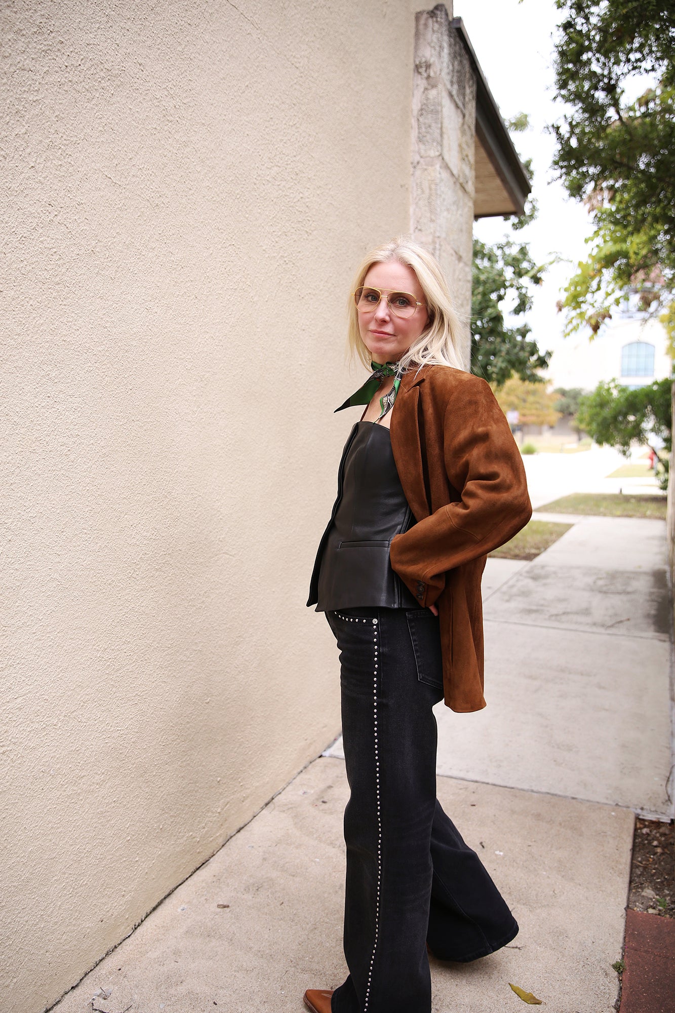 Studded Mid-Rise Wide Leg Denim Crafted Black Stud