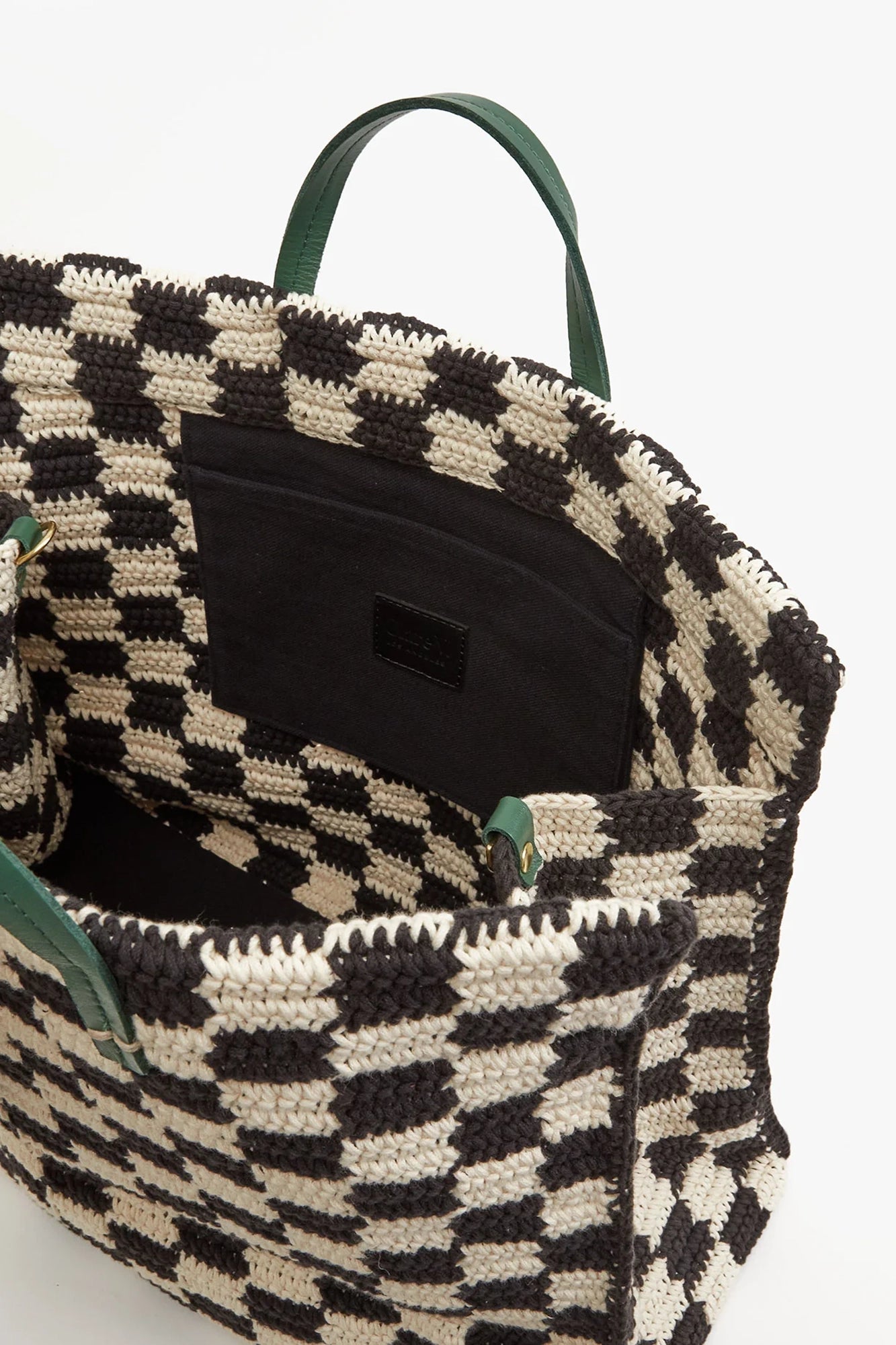 Summer Simple Tote Black & Cream Crochet Checker