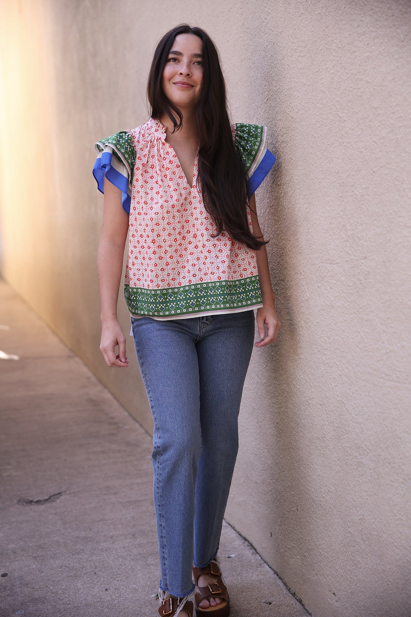 Clover Blouse Santorini Border