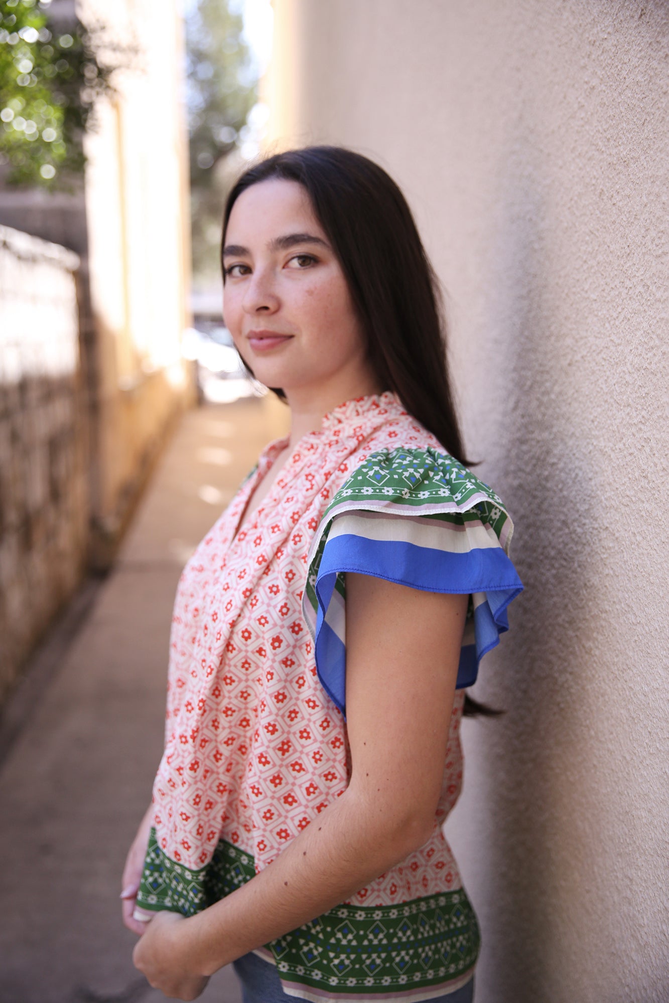 Clover Blouse Santorini Border