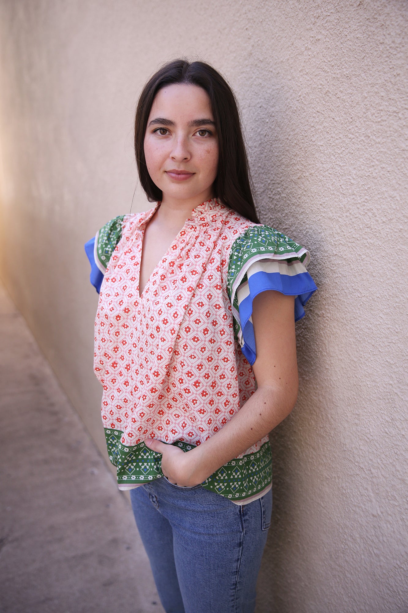 Clover Blouse Santorini Border