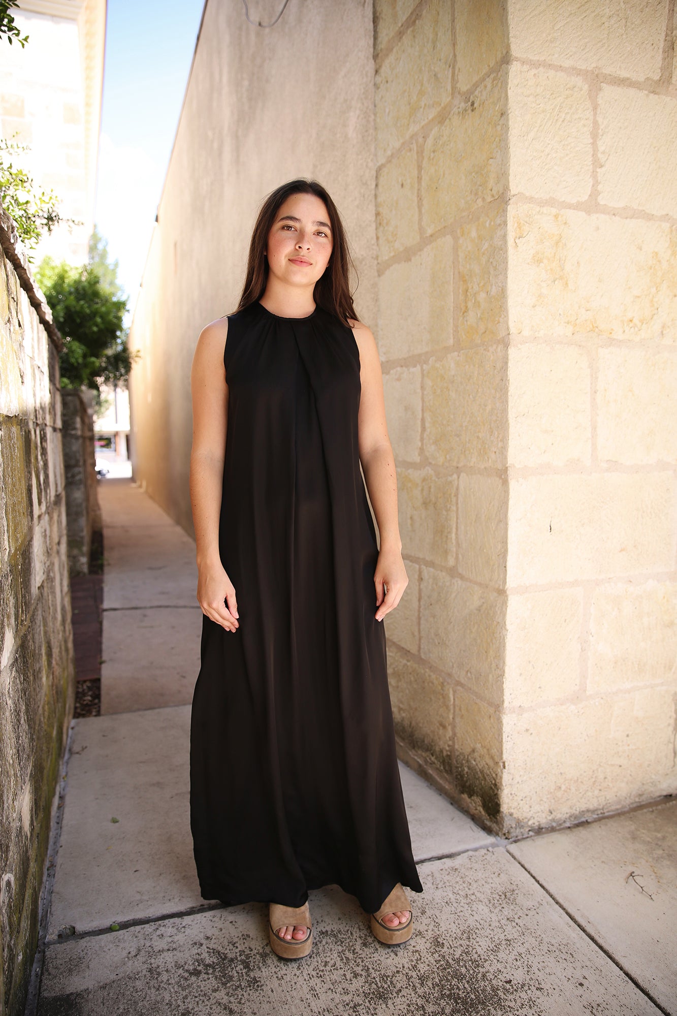 Tessa High Neck Sleeveless Maxi Dress Black
