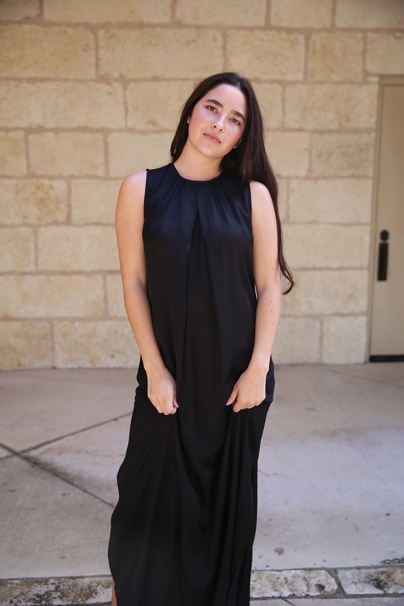 Tessa High Neck Sleeveless Maxi Dress Black