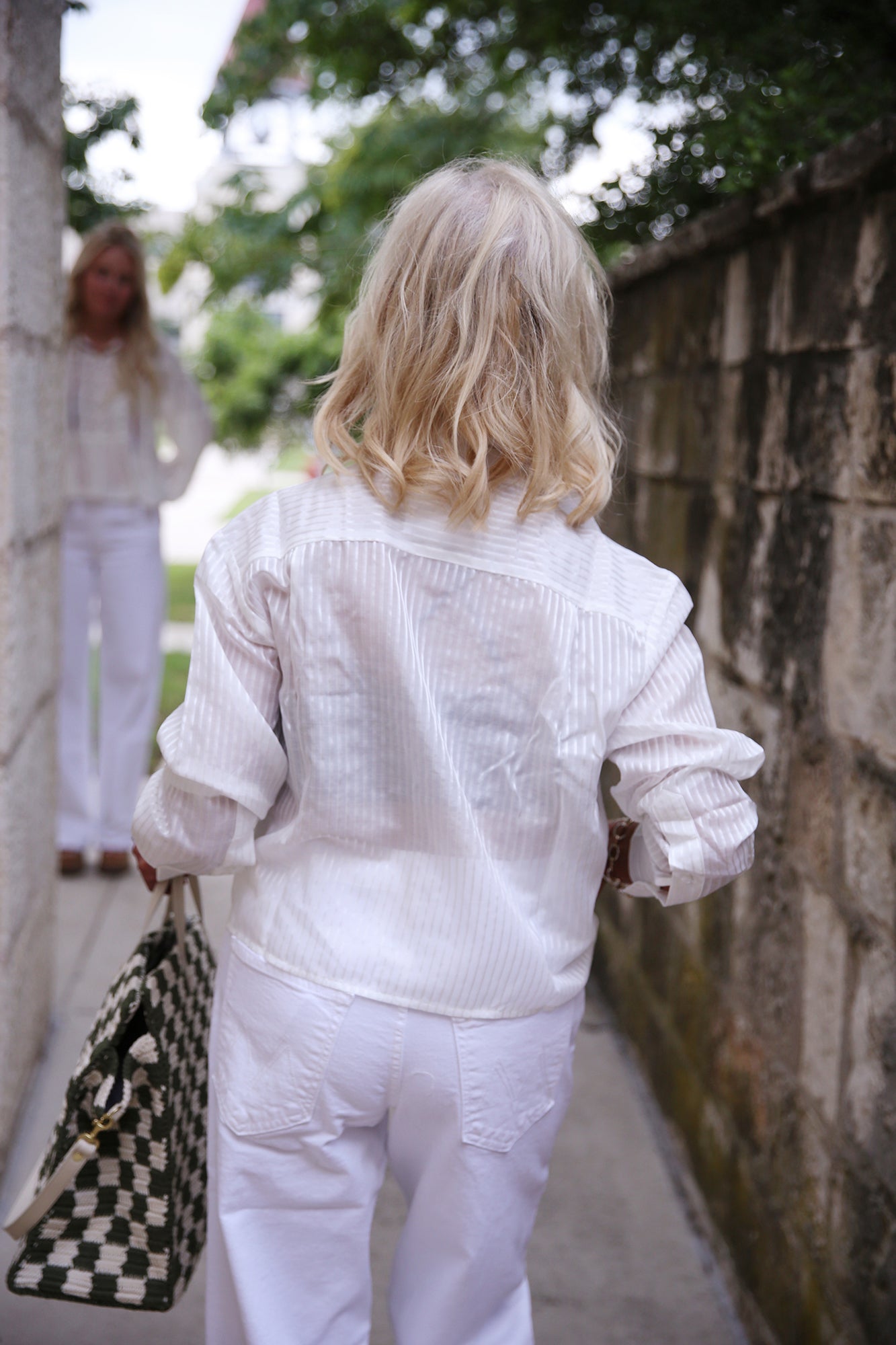 The SHORTY Shirt Cotton Silk White Sheer Stripe