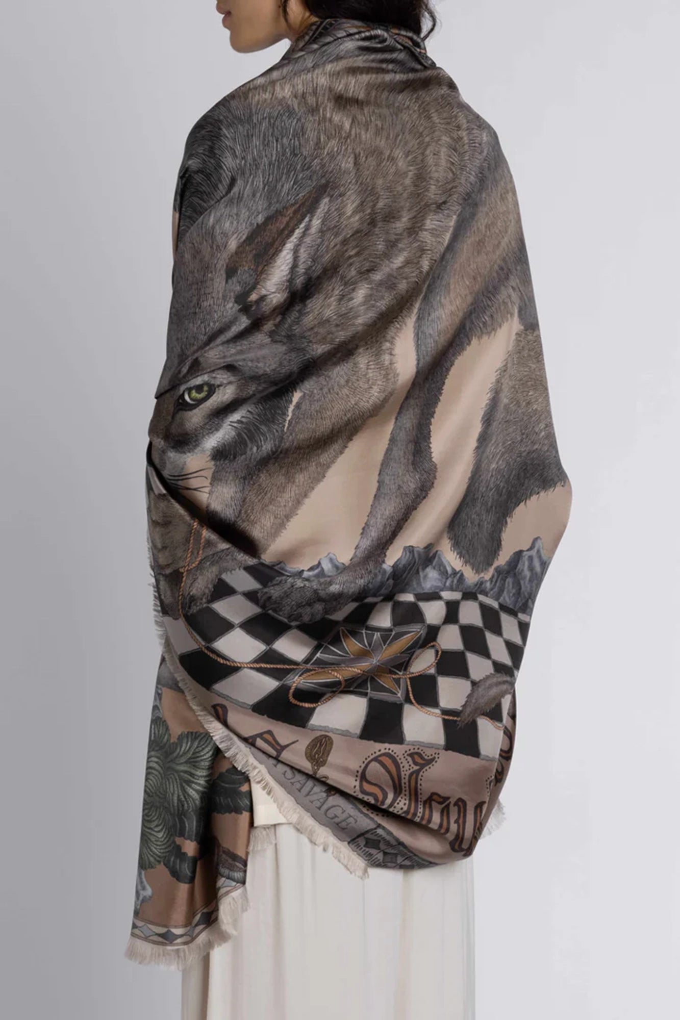 The Wolf You Feed Wild Americana Silk Twill 135cm x 195cm Rectangular Scarf