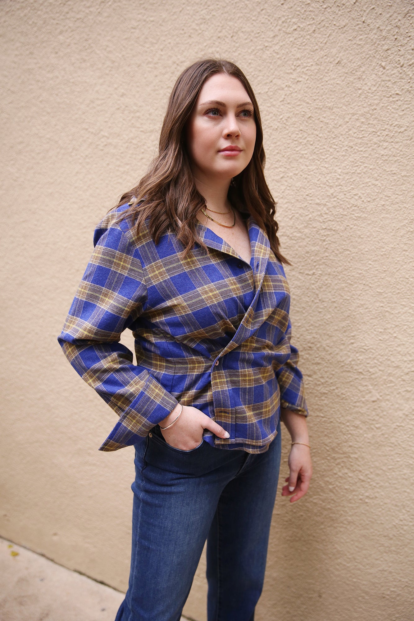 The Crop Shirt Japanese Flannel Blue Plaid