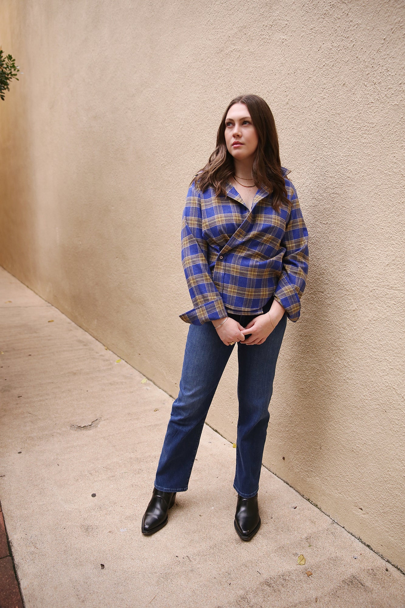 The Crop Shirt Japanese Flannel Blue Plaid