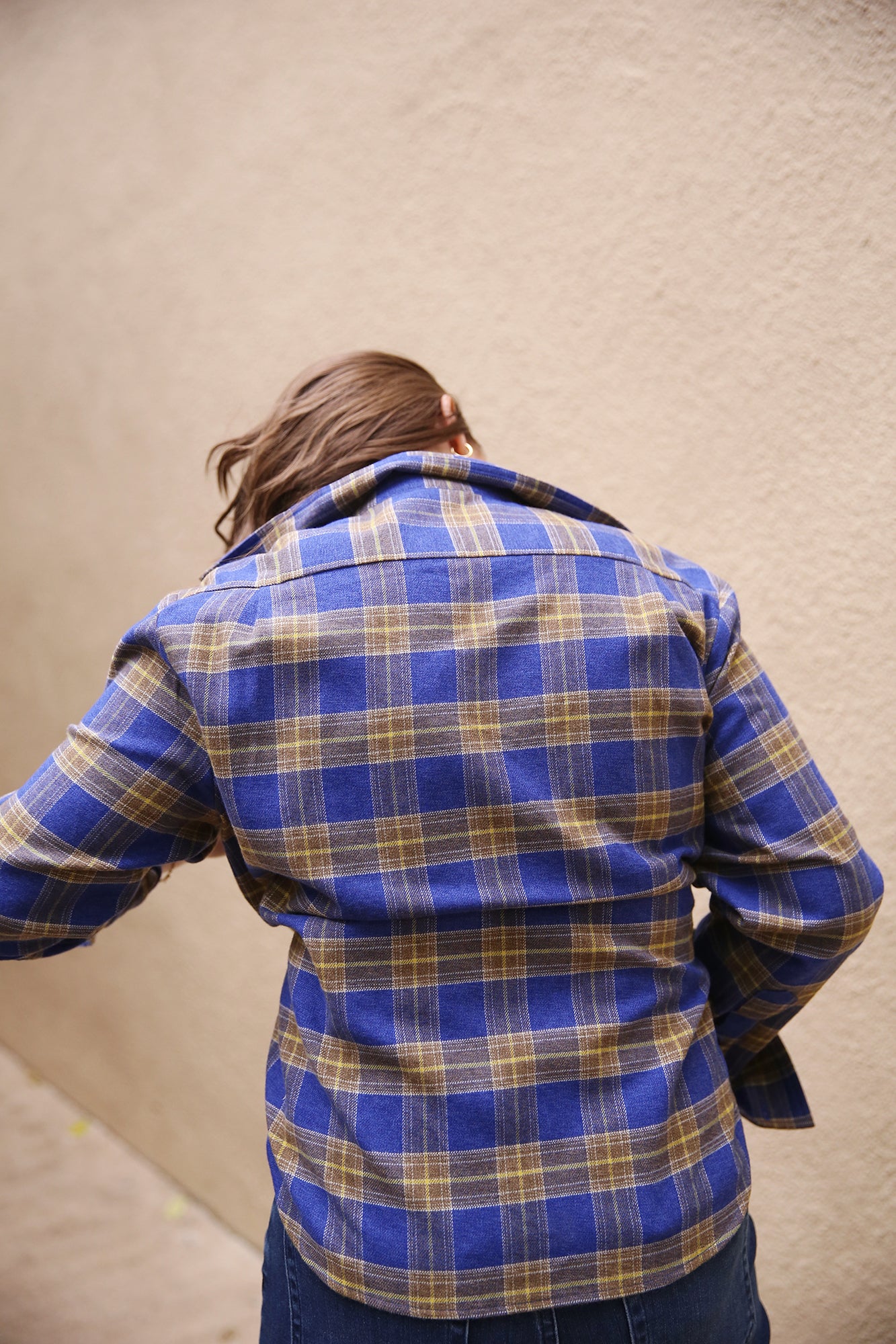 The Crop Shirt Japanese Flannel Blue Plaid