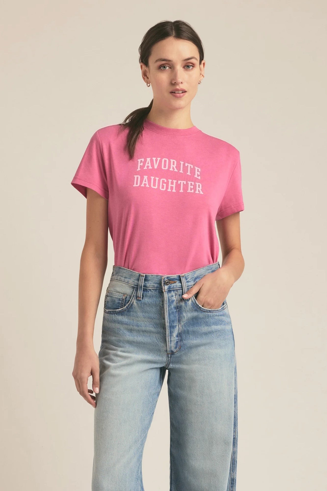 The Cropped Collegiate Tee Deep Rose