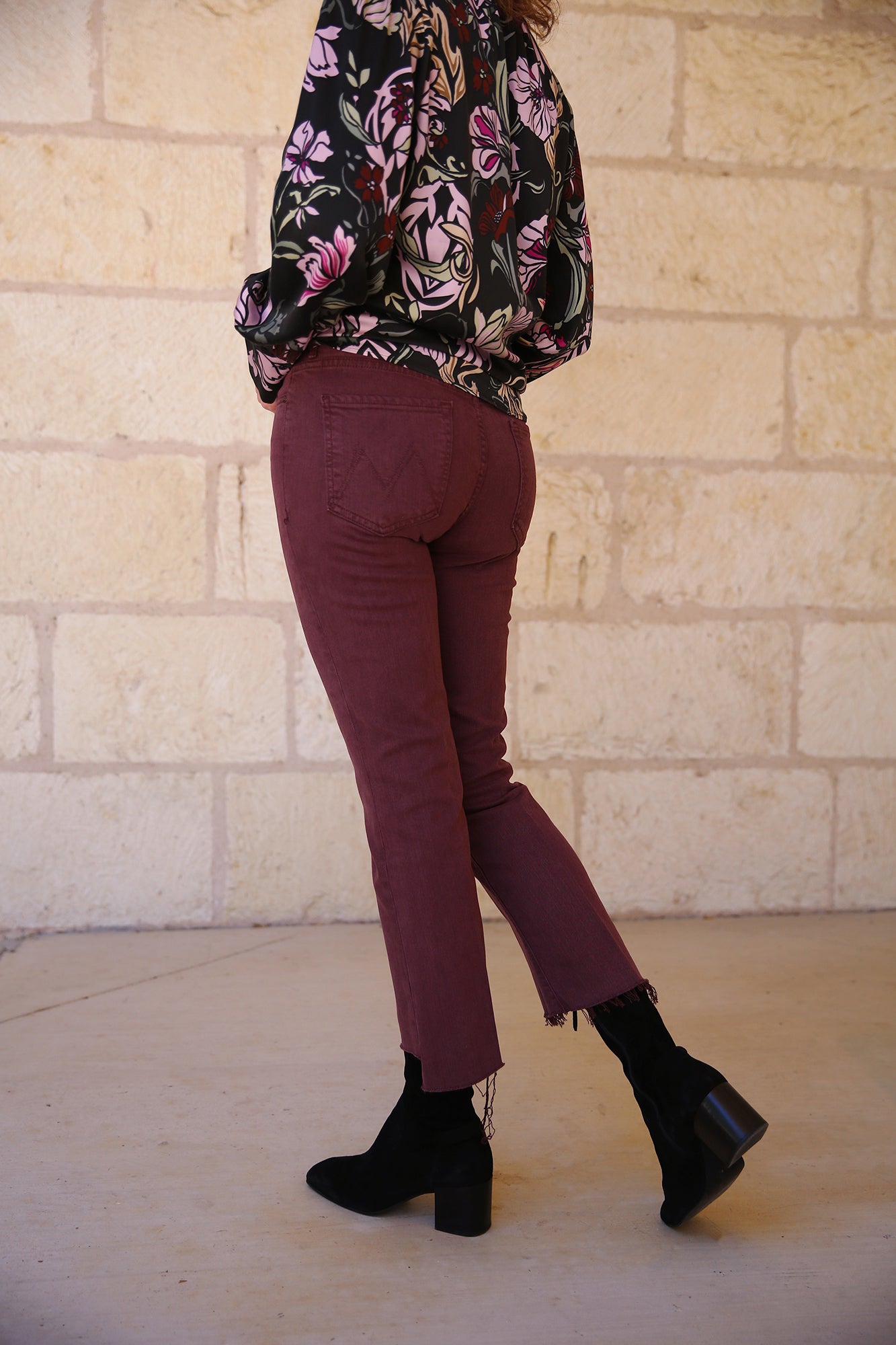 The Insider Crop Step Fray Mauve Wine