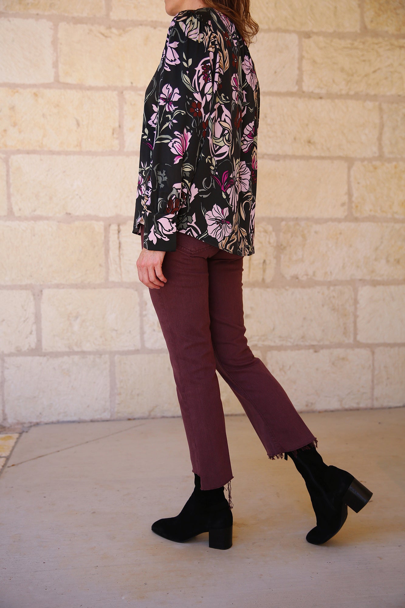 The Insider Crop Step Fray Mauve Wine