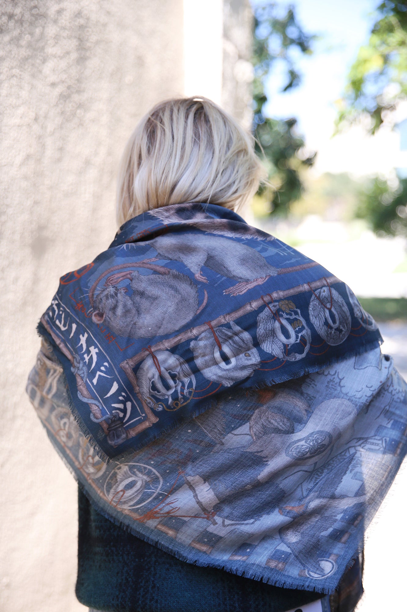 The Lunar Leopard Wool Silk Scarf Winter/Flint 135cm x 135cm