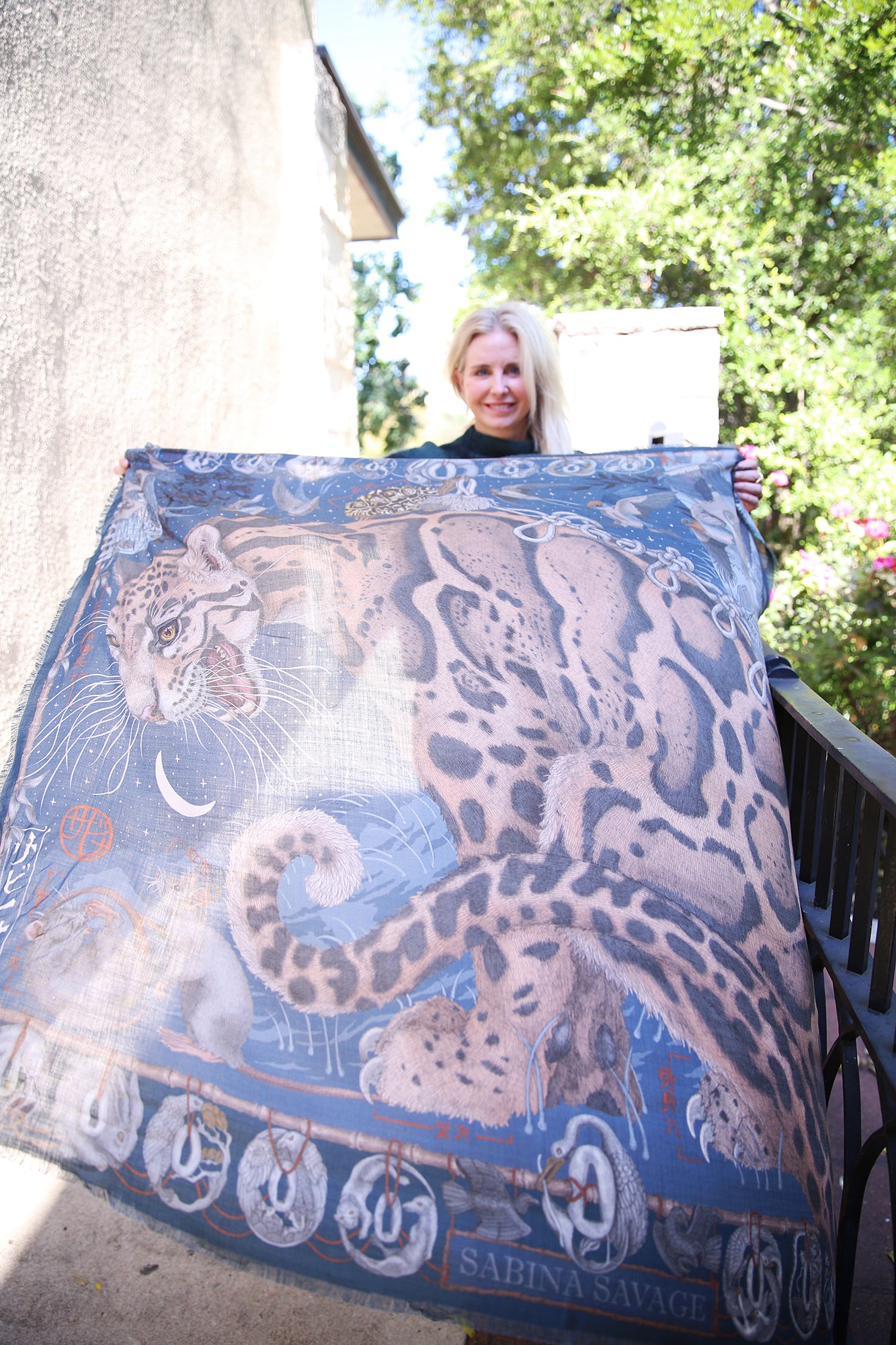 The Lunar Leopard Wool Silk Scarf Winter/Flint 135cm x 135cm