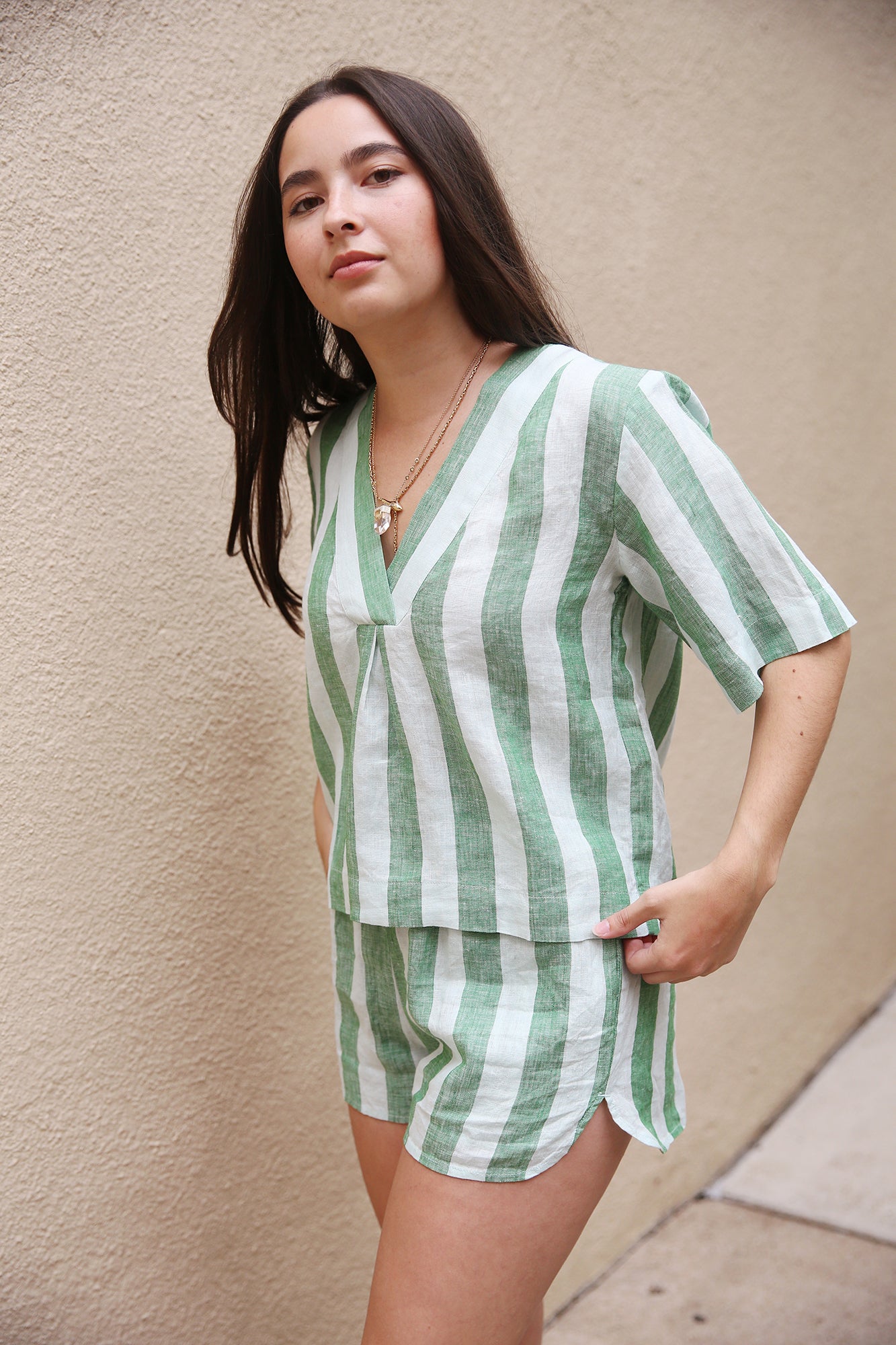 Lucy Short Aloe Stripe