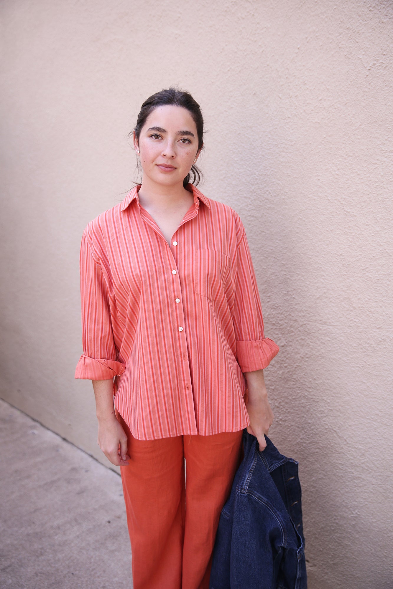 Blake Oversized Shirt Terracotta Stripe