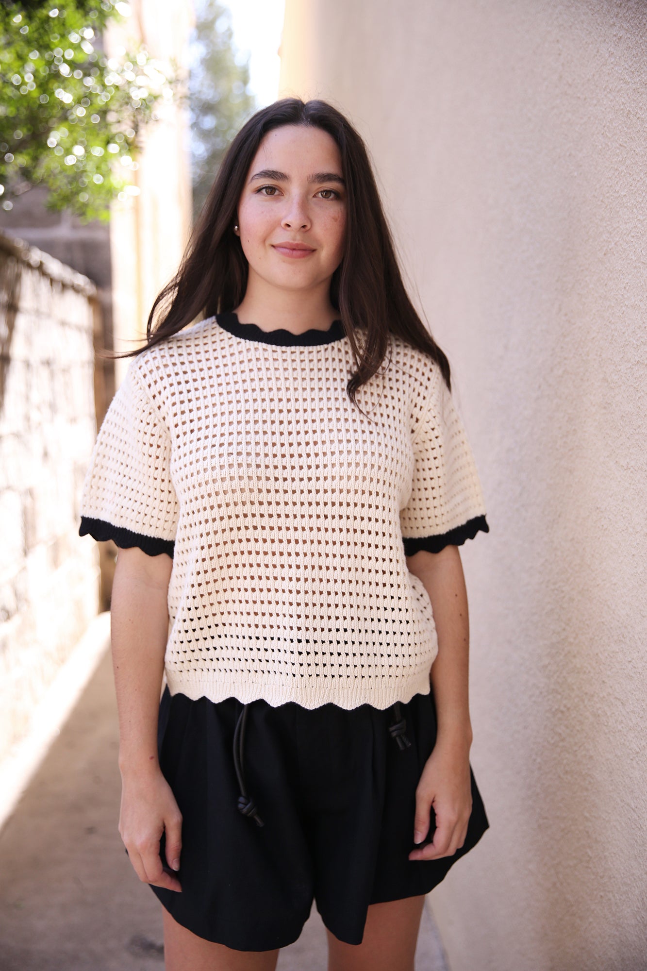 Jules Sweater T-Shirt Antique White With Black Trim