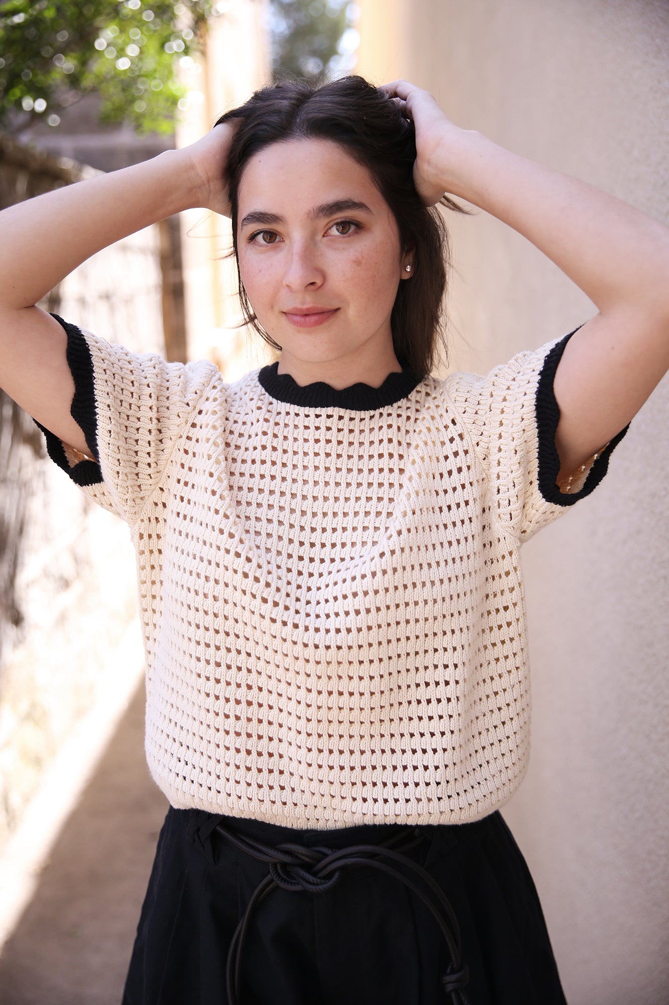 Jules Sweater T-Shirt Antique White With Black Trim