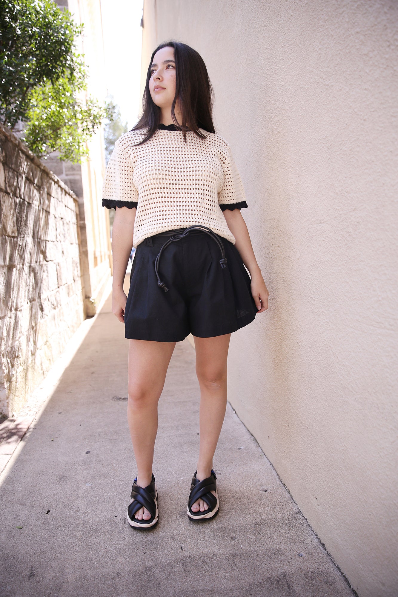 Jules Sweater T-Shirt Antique White With Black Trim