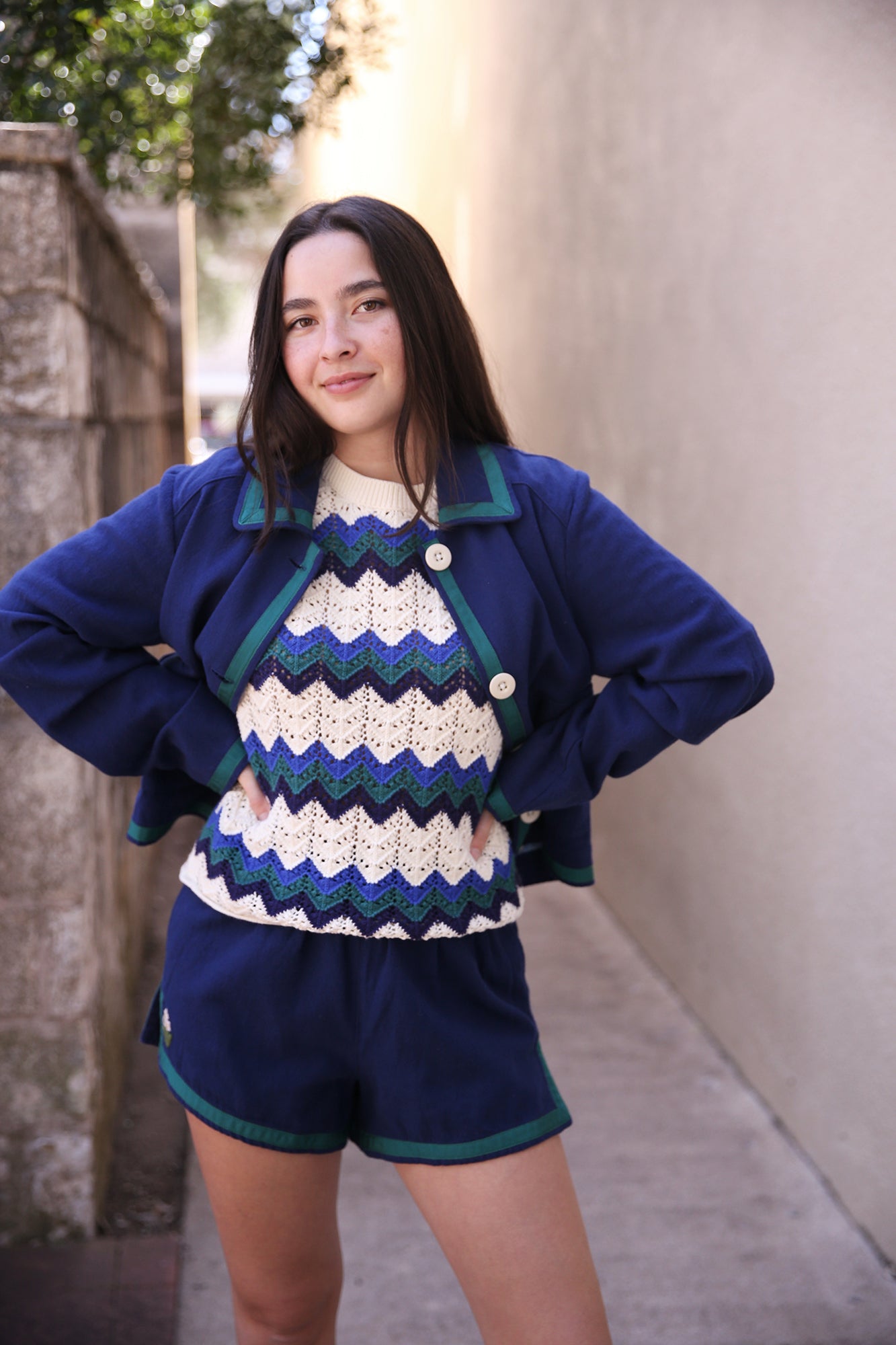 Jules Sweater T-Shirt Teal Stripe