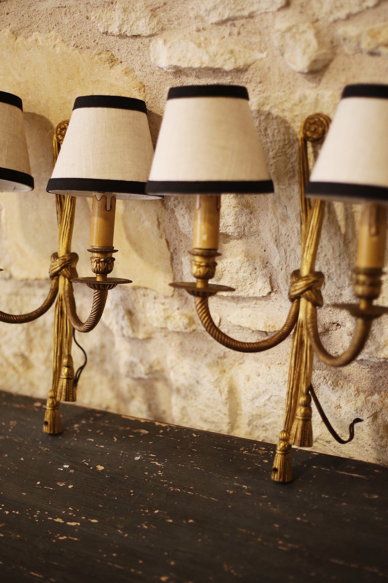 PAIR - Vintage Navy and White Rope Sconces