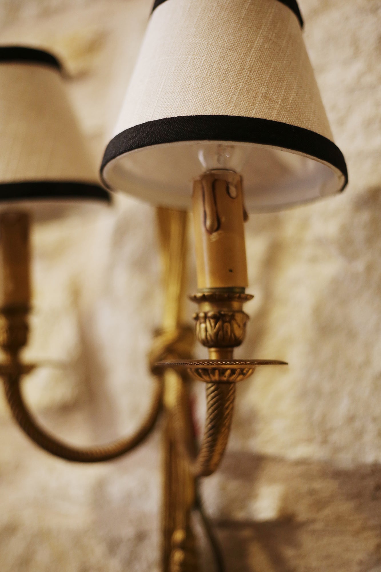 PAIR - Vintage Navy and White Rope Sconces