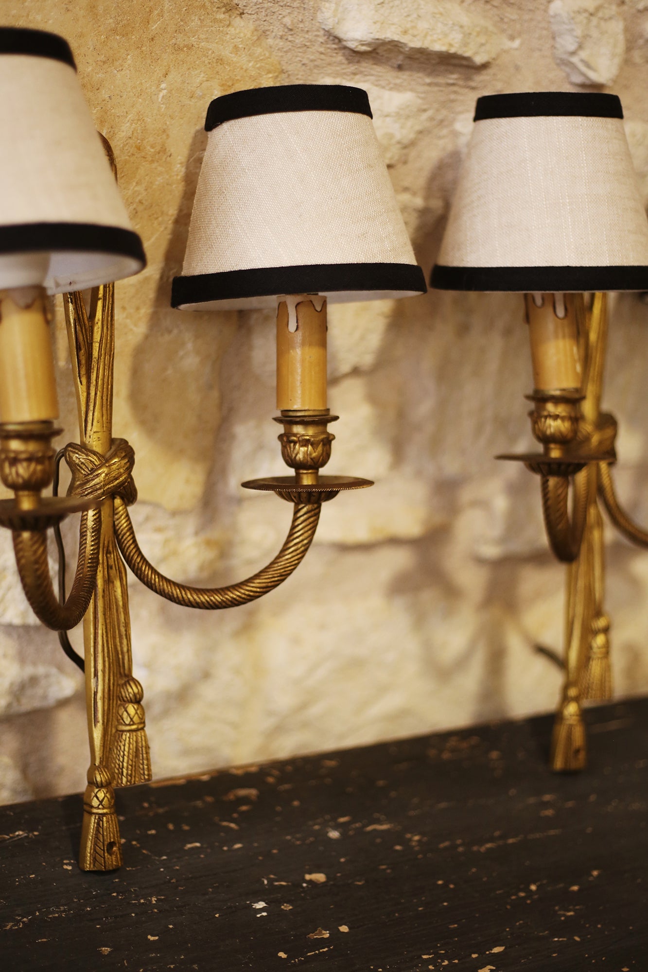 PAIR - Vintage Navy and White Rope Sconces