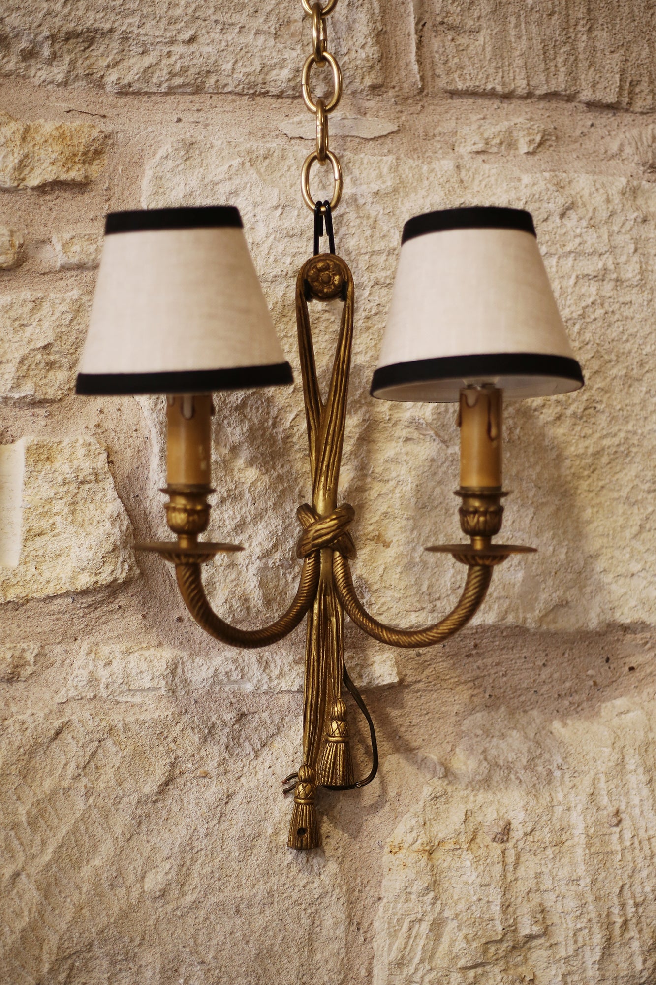 PAIR - Vintage Navy and White Rope Sconces